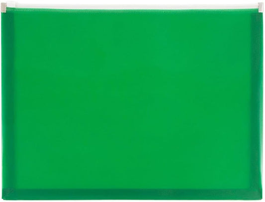 JAM PAPER Plastic Envelopes with Zip Closure - Letter Booklet - 9 3/4 x 13 - Green - 3/Pack