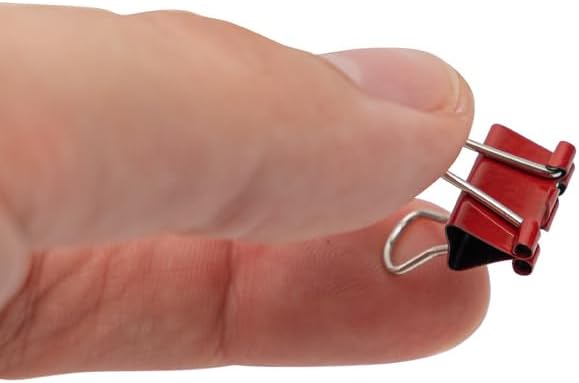 JAM PAPER Colorful Binder Clips - Extra Small - 3/5 Inch (15 mm) - Red Binderclips - 30/Pack
