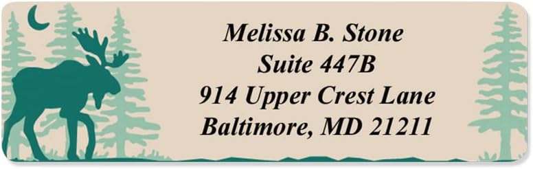 Brushed Moose Designer Rolled Address Labels with Elegant Plastic Dispenser