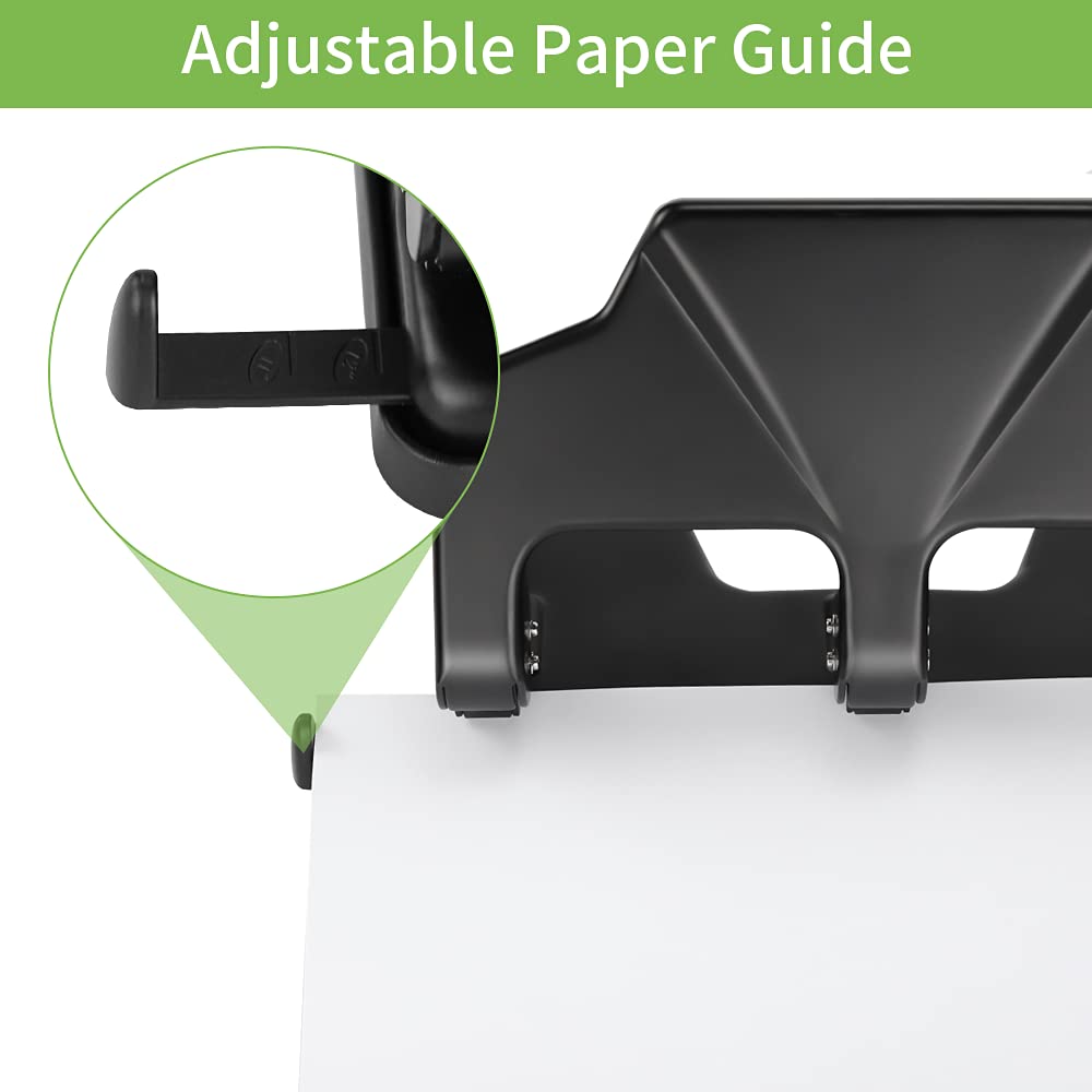 AFMAT 3 Hole Punch Heavy Duty, 40-Sheet Three Hole Punch, 50% Reduced Effort Metal Paper Puncher w/Large Chip Tray