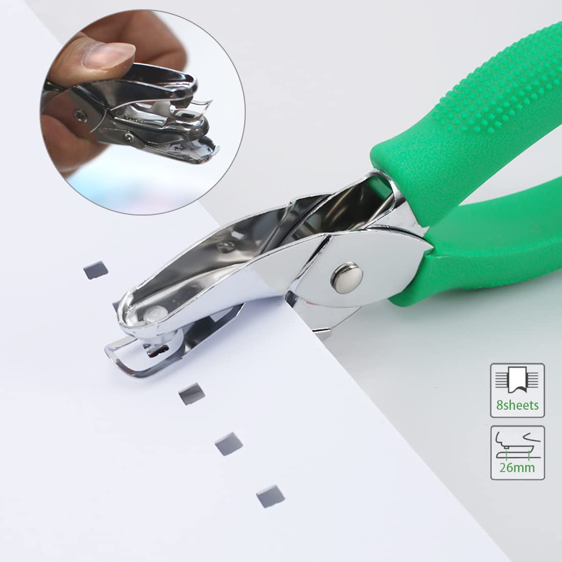 1/6 Inch Square Hole Punch for Handmade DIY Craft Paper, Perfect for Home, Office, Back to School Supplies