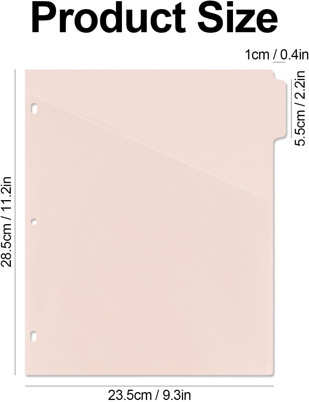 5 tab dividers for 3 Ring Binder with Pockets, Plastic Dividers with Clear Front Pocket, 5-tab Index Dividers with 3 Holes Punched for School & Office Supplies (Pink - 2 Sets)