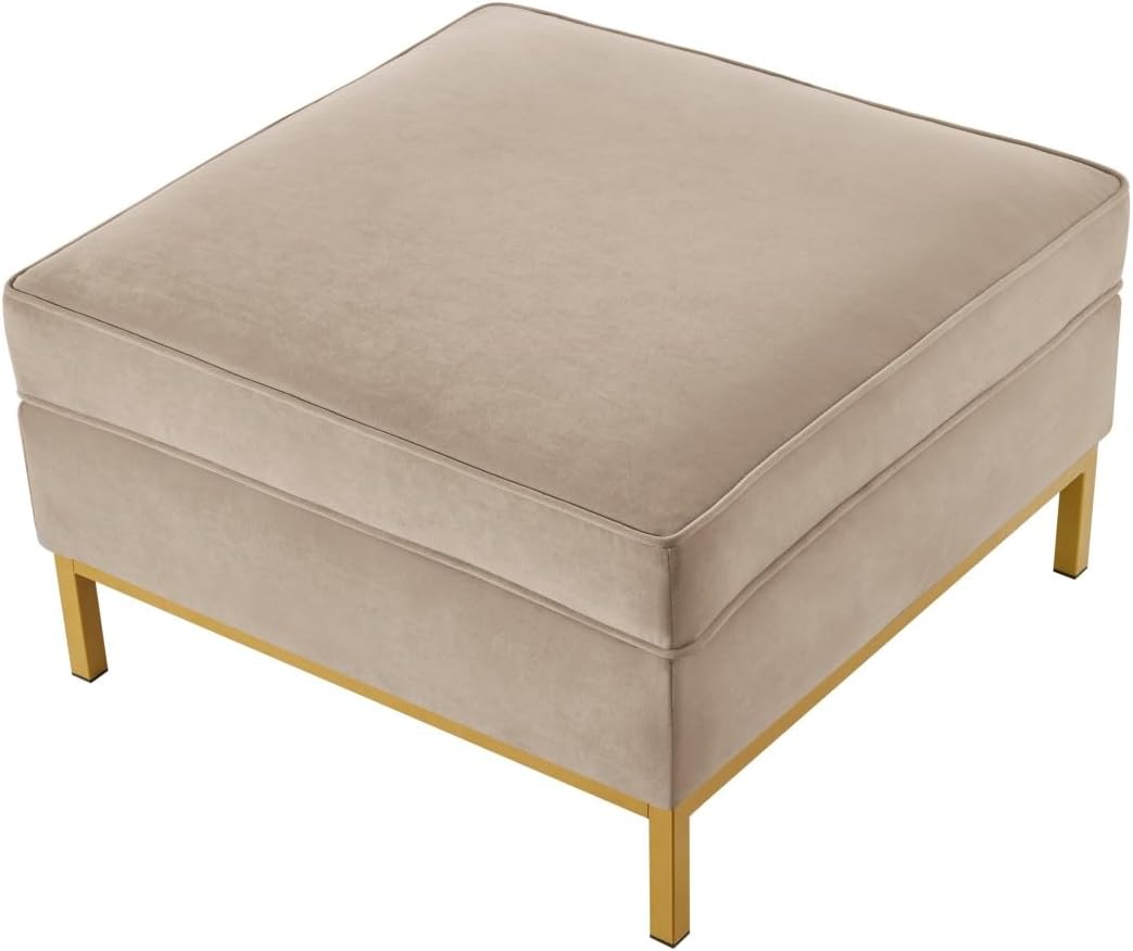 24KF Large Square Couch Ottoman for Living Room, Upholstered Velvet Padded Cushion Ottoman Table,Large Foot Rest,Taupe