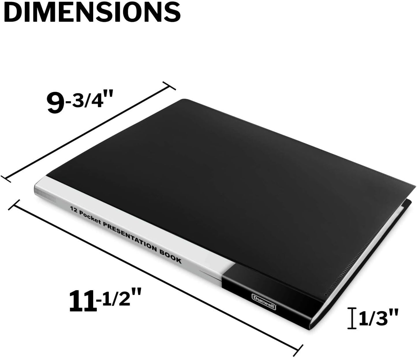 Dunwell Presentation Binder 12-Pocket, Displays 24 Pages, 8.5x11 Portfolio Binder with Plastic Sleeves, Storage and Organizer for Documents, Certificates, Projects, Photos (6 Pack, Black)