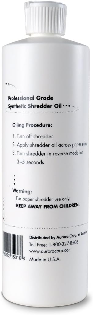 Aurora Professional Grade AU125MA 120-Sheet Auto Feed & SL16 Professional Grade Synthetic Shredder Oil, 16 Oz Flip-Top Leak Proof Bottle, Synthetic Shredder Oil 16 oz. Bottle
