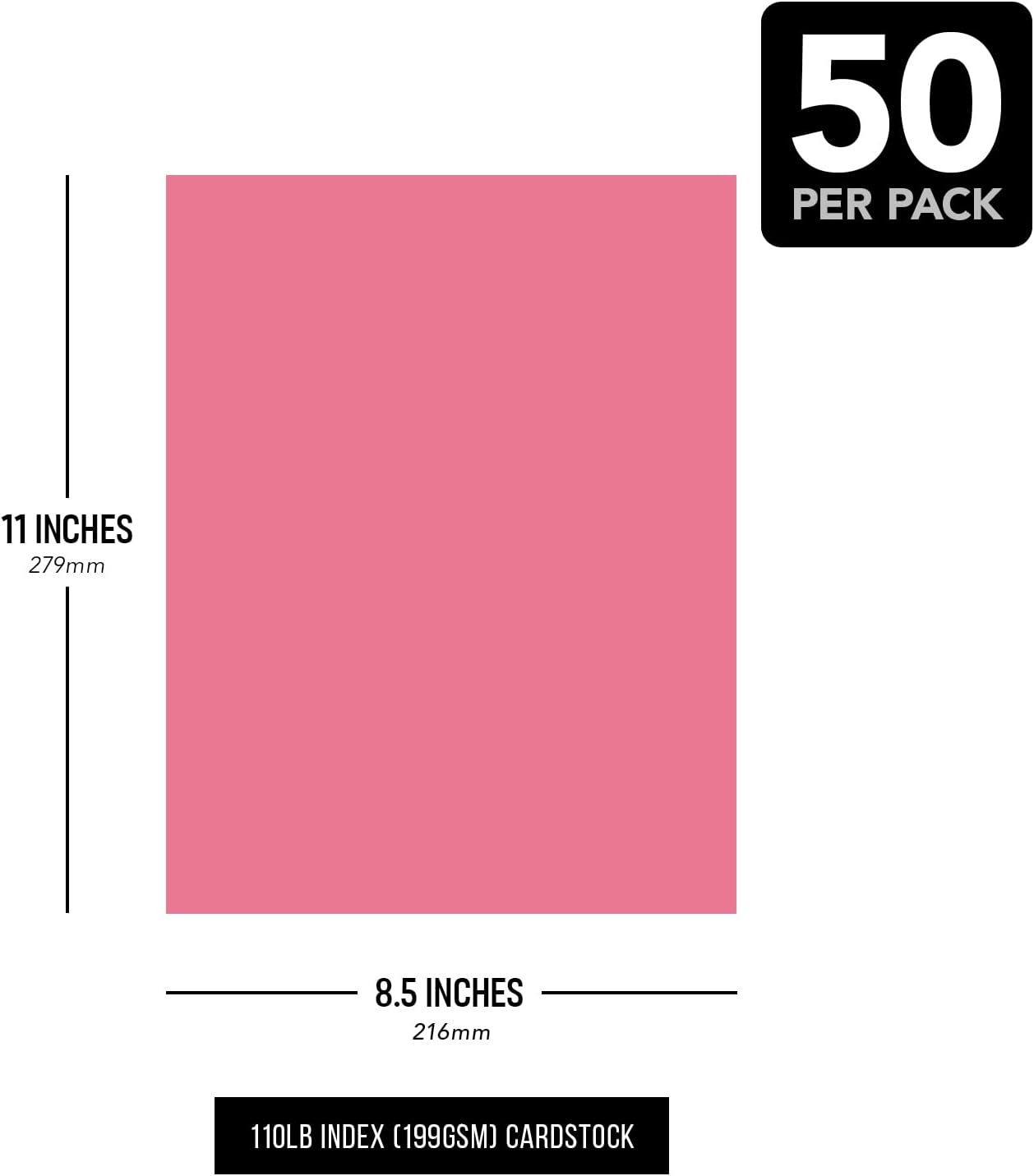 8.5 x 11" Cherry Pastel Color Cardstock Paper - Great for Arts and Crafts, Wedding Invitations, Cards and Stationery Printing | Medium to Heavy Card Stock 110lb Index (199gsm) | 50 Sheets per Pack