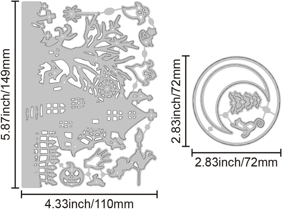 GLOBLELAND Halloween Haunted House Cutting Dies for Card Making Witch Cat Ghost Bat Cut Die for DIY Scrapbooking Journal Embossing Paper Craft Decor