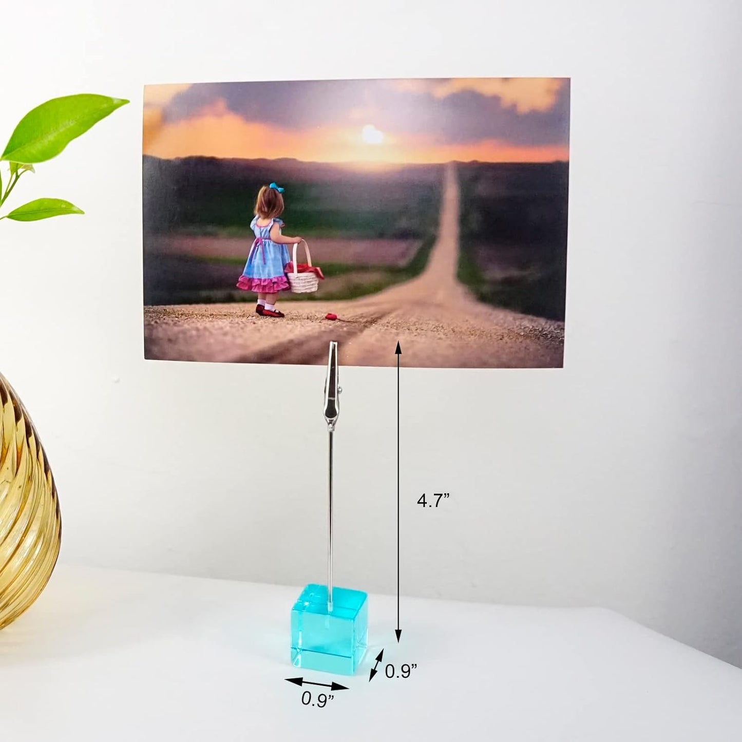 Desktop Picture Holders, 10 pcs Rainbow Colors Polaroid Photo Clip Stand for Paper Name Place Card Postcard Memo Menu Note Memory Photo Christmas Wedding Number Card Display with High Clear Cube Base