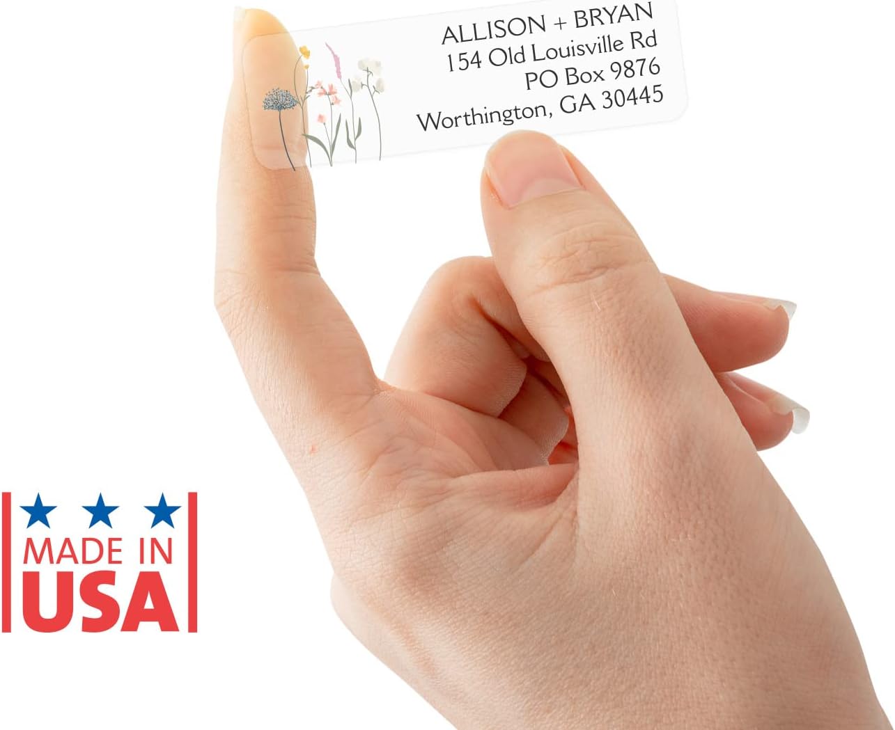 Clear Wildflower Rolled Address Labels / 250 Personalized Return Address Labels/Designer Address Stickers in Elegant Plastic Dispenser