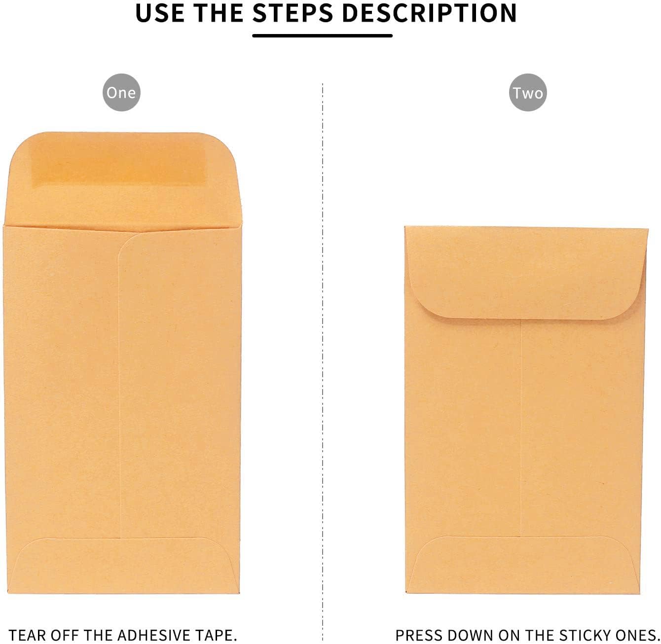 200PCS #5 Coin Envelopes 3.125x5.5 inches Brown Kraft Envelopes Classic Small Parts Gummed Flap for Coins, Cash, Credit Cards, Seeds