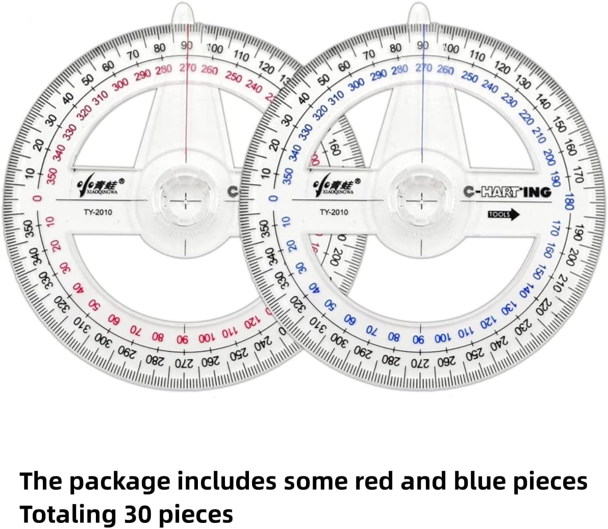 360° Protractor Pack of 30 Protactors Plastic Protractor Math Protractors Clear Protractor Ruler Drafting Tools Circle Protractor for Geometry