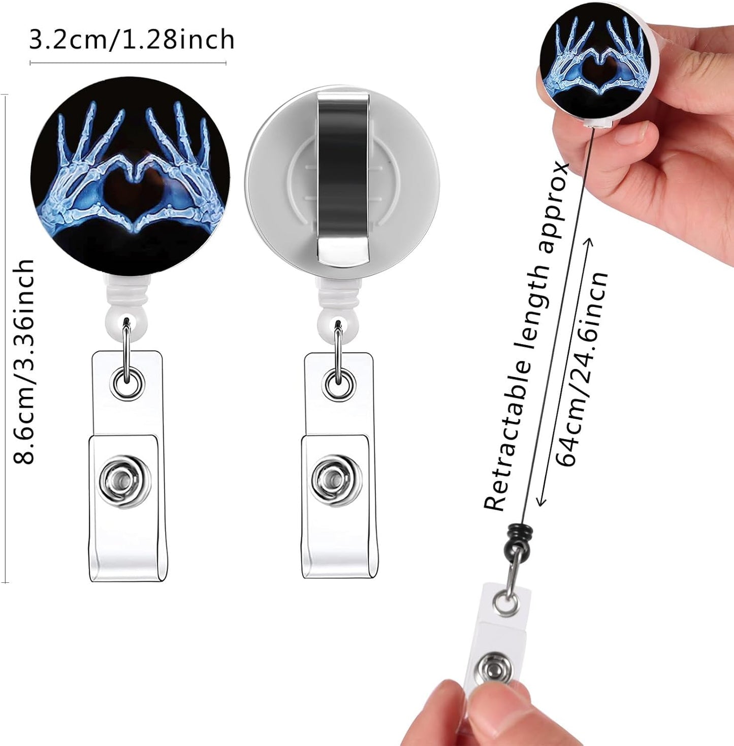 16pcs Badge Reels Retractable Badge Holders,Id Badge Holders Retractable with Clip,Cute Badge Reel for Men,Women,Girls 12