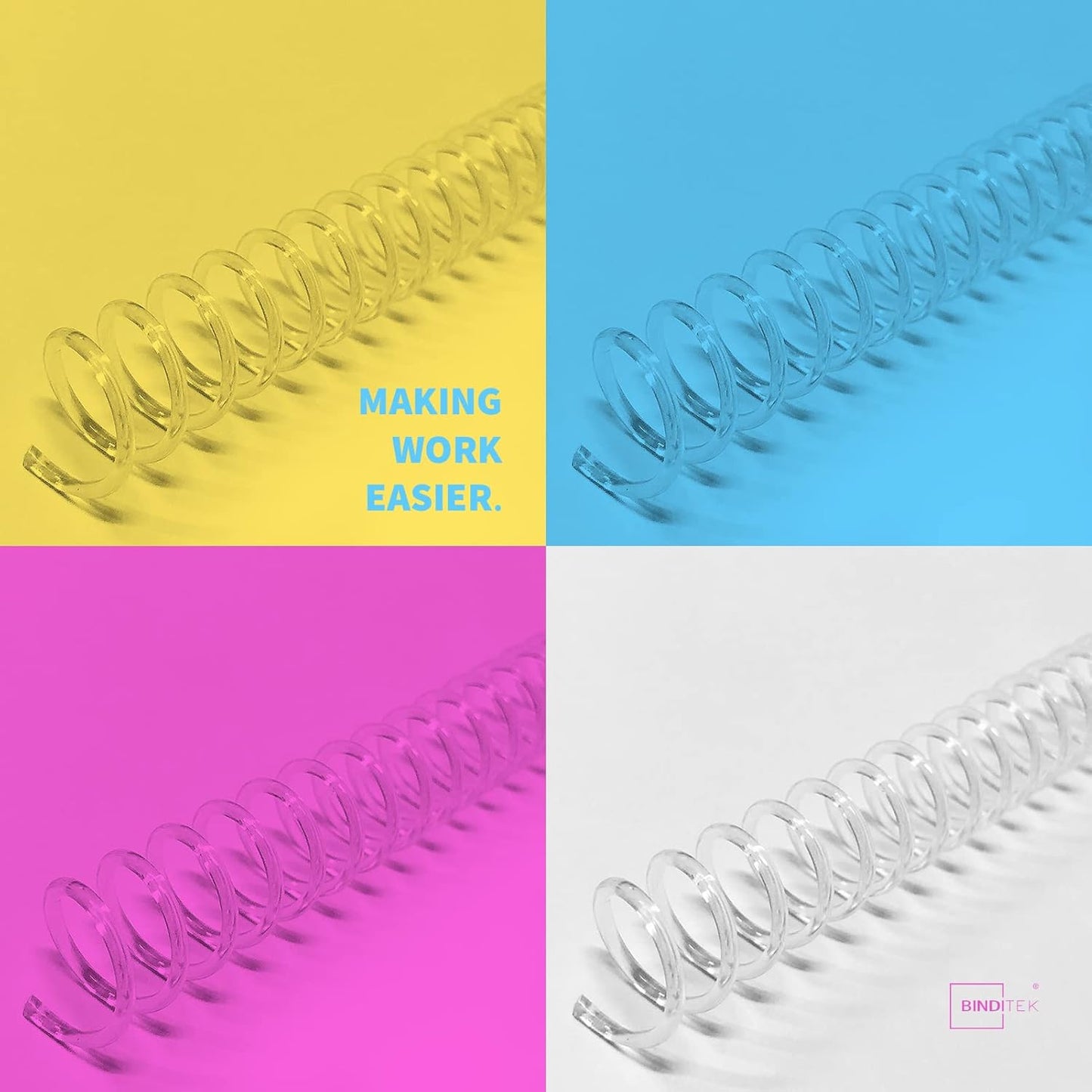 Binditek 50 Pack Plastic Spiral Binding Coils, 12mm(1/2"), 90 Sheet Capacity, 4:1 Pitch, Clear, 48Loops, for Letter Size, for Students and Coworkers