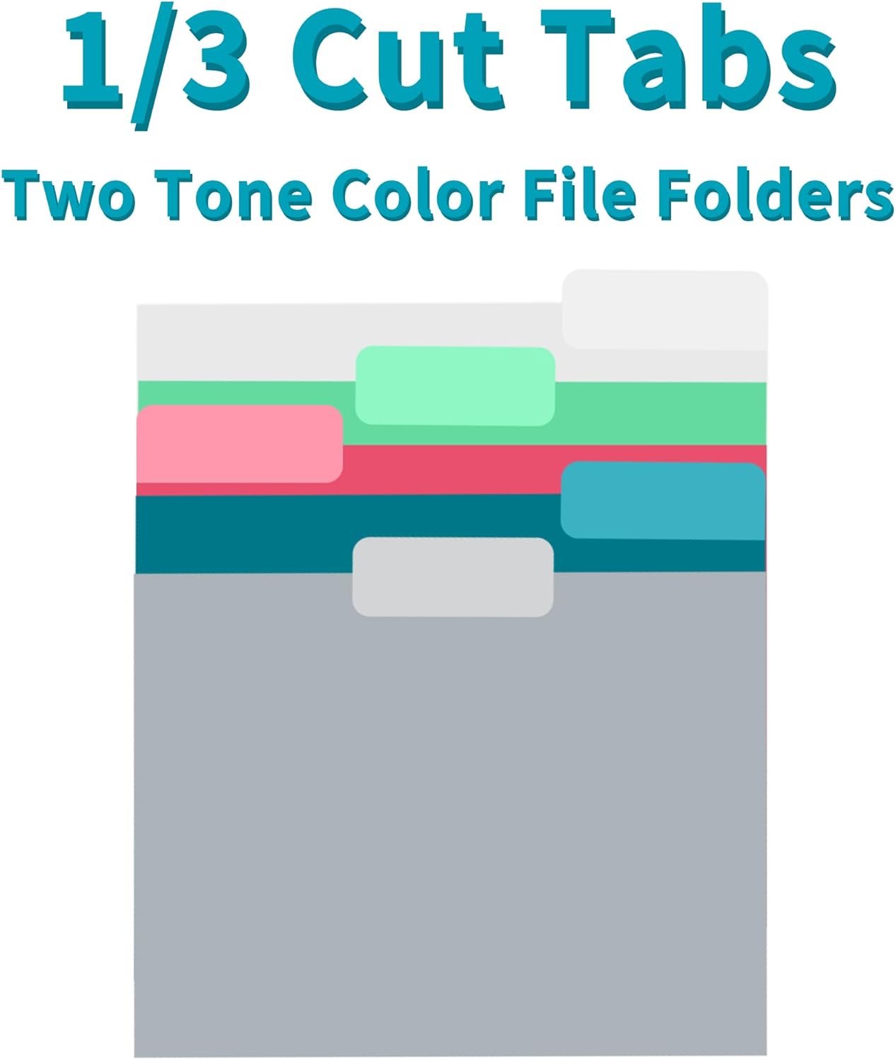 100 Packs Colored File Folders,White File Folders,Two Tone Color File Folder 8.5 x 11 Inch,1/3 Cut Tabs Letter Size,Manila File Folders for Office,School and Home,Organization