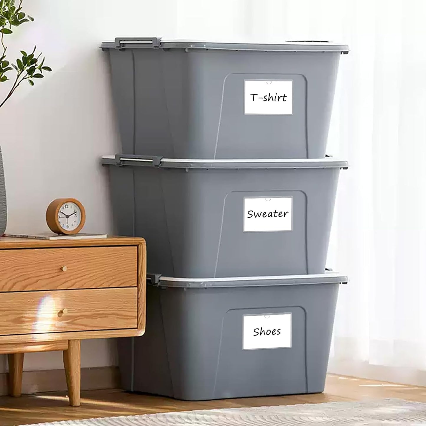 52 Pack Clear Adhesive 4" x 6" Index Card Pockets With Top Open, Plastic Card Sleeves Index Card Holder for Organizing Storage Bins, Library Cards, Notes, Drawer