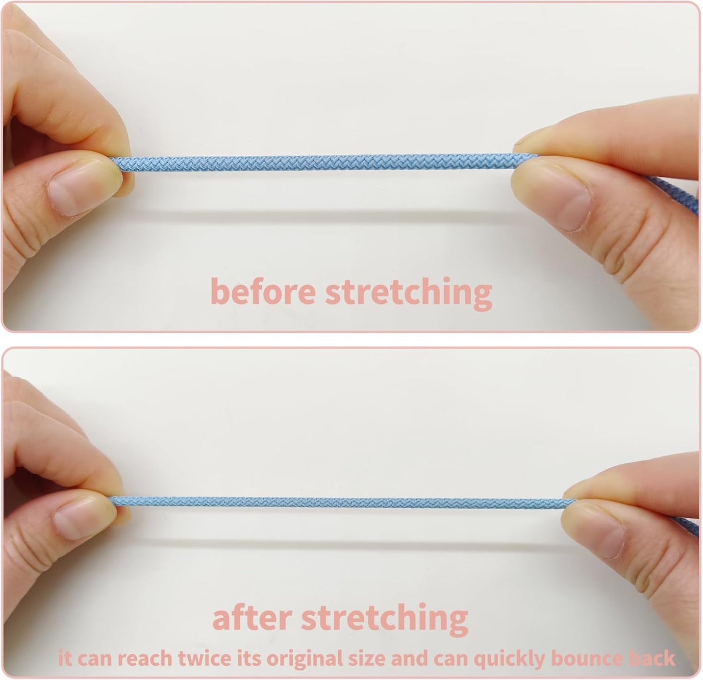 1/8 inch Non-Slip Elastic Band -3mm 15 Yards Soft Elastic Cord Stretch String Braided Thread for Sports Gear, DIY Crafts, Hair Bands, Shoelaces,Apparel Making & Camping Tie Down (Light Blue)