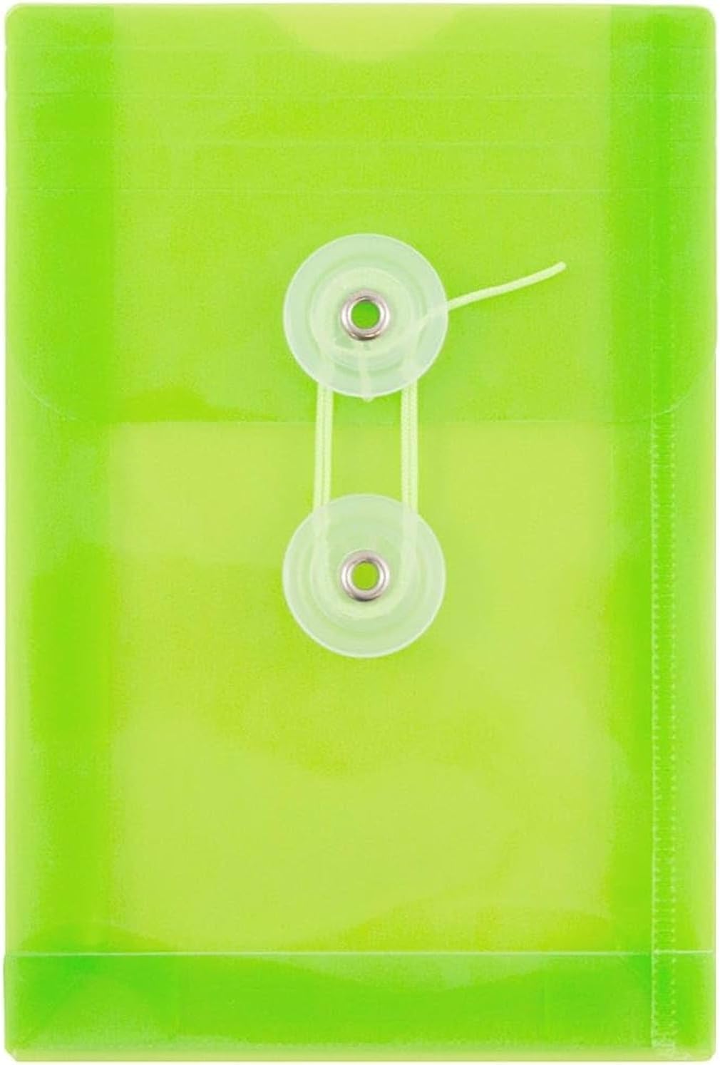 JAM PAPER Plastic Envelopes with Button & String Tie Closure - 4 1/4 x 6 1/4 - Lime Green - 3/Pack