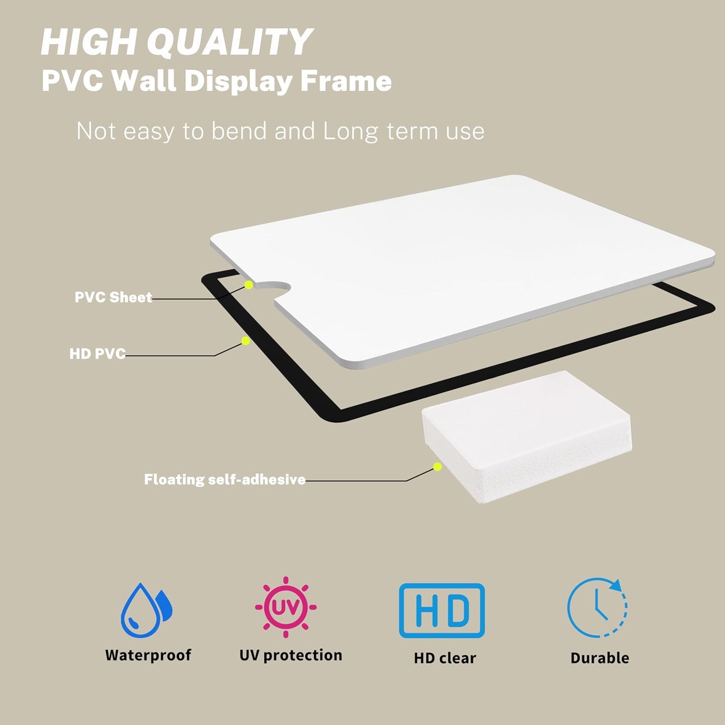 8.5x11 Floating Wall Sign Holder 3 Pack, Self-Adhesive Display Frame for Document/Poster/Paper Office/Store/Wall Mounted for Door/Window Display Holder with Horizontal and Vertical (Black)