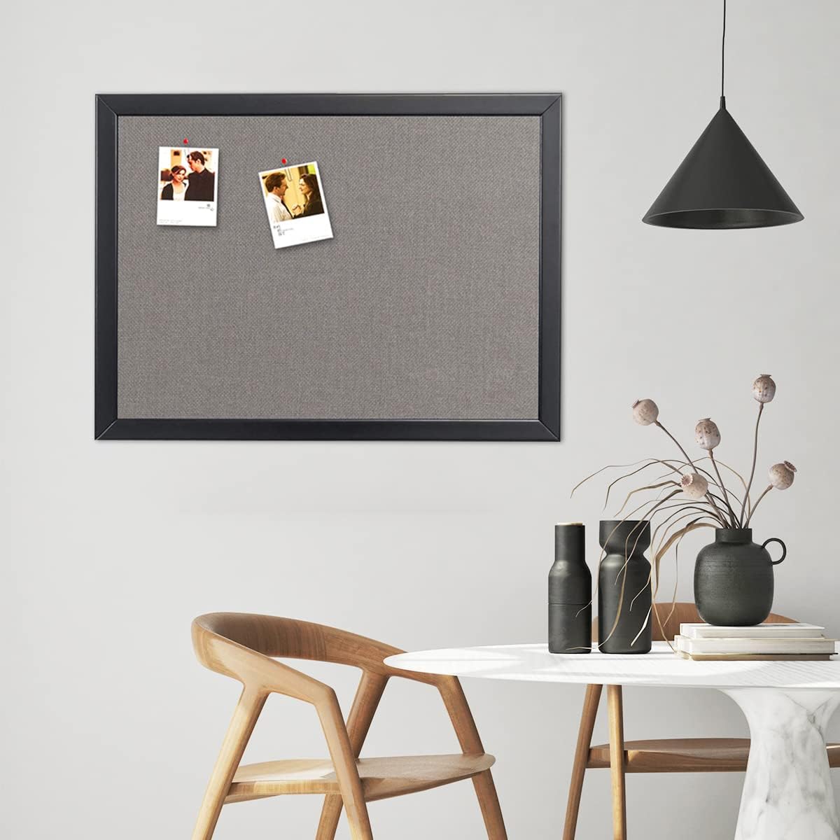 Gideal Cork Board Bulletin Board, 24 x 36 Inch Cork Boards for Walls, Large Cork Board for Office, School & Home with Imported Solid Wood Frame and Grey Canvas, Wall Mounted Notice Boards, 2 Pack