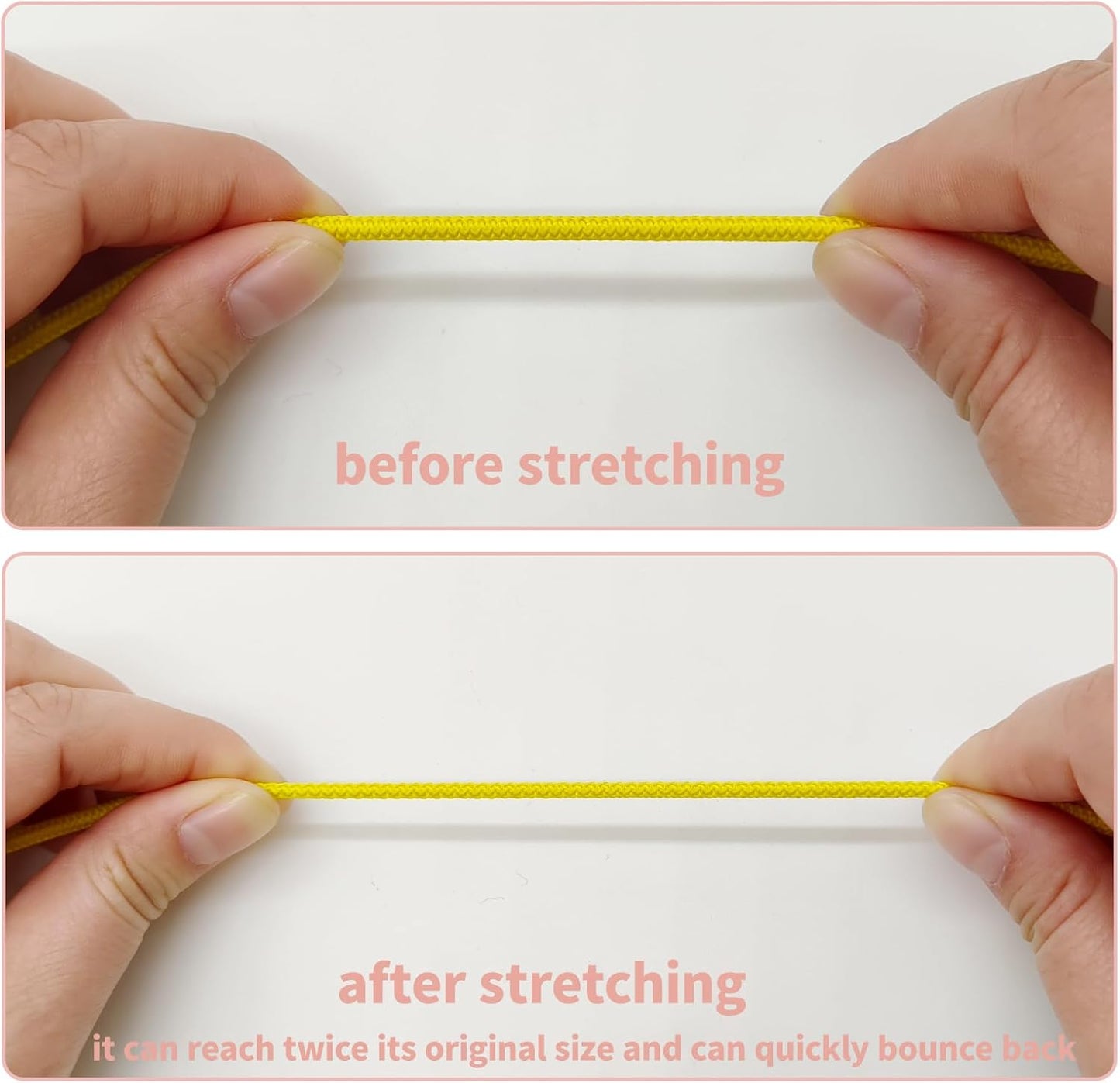 1/8 inch Non-Slip Elastic Band -3mm 15 Yards Soft Elastic Cord Stretch String Braided Thread for Sports Gear, DIY Crafts, Hair Bands, Shoelaces,Apparel Making & Camping Tie Down (Yellow)