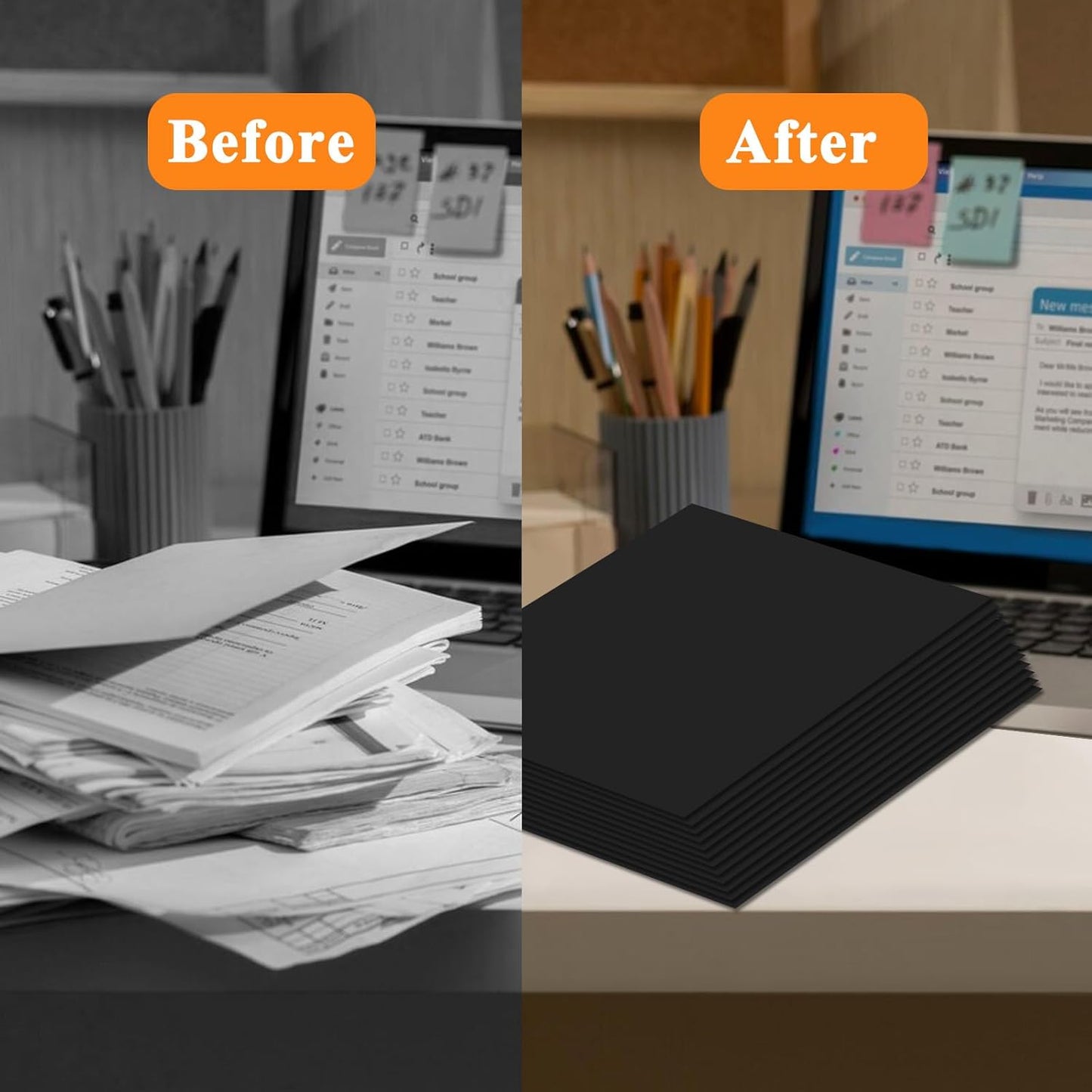 25Pcs Black Two-Pocket Heavyweight File Folder,Letter Size,Paper File Folder for School Office Home Bussines