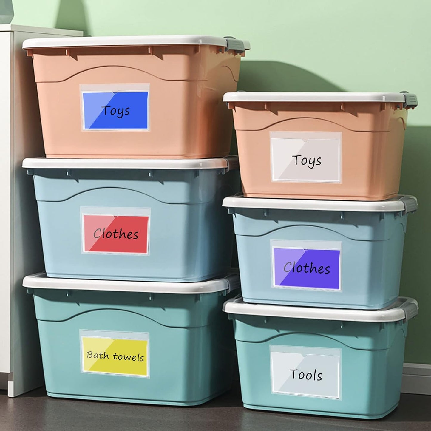 30 Pack Self-Adhesive Index Card Pockets with Top Open for Loading - Ideal Index Card Holder for Organizing and Protecting - Crystal Clear Plastic (5.8 x 8.7 Inches)