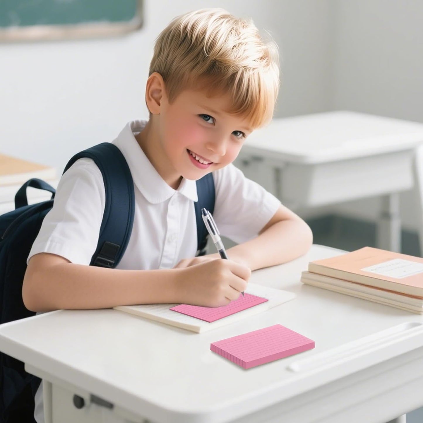 250 Count Index Cards 3x5 Inch 180gsm, Heavy Weight Pink Color Flash Card (50 Sheets Each), Note Taking for Students, Teachers, Professionals, Study Note Cards for Office Home School