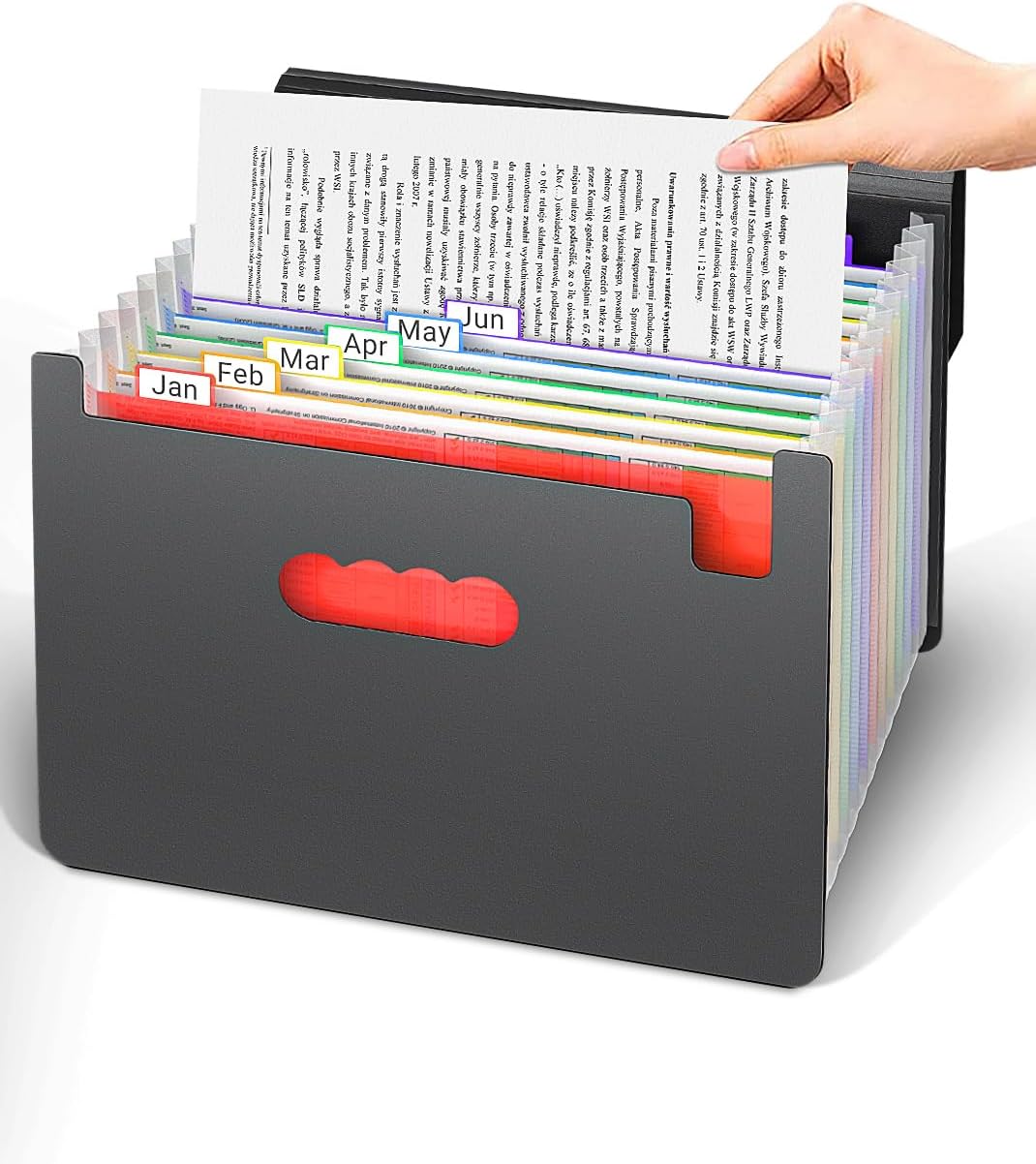 Expanding File Folders,Accordion File Organizer with Handle,13 Pockets Expandable Filing Folders,Tabs Included in Filing Box,Adjustable Strap,Bill Documents Organizer,A4/Letter Size