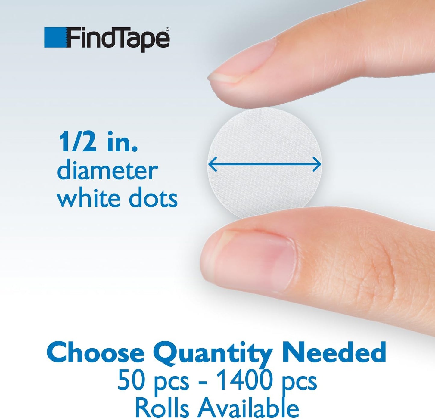 1/2-inch Diameter Hook and Loop Self-Adhesive Dots, 1440 per roll/Hook-Side Only (White)