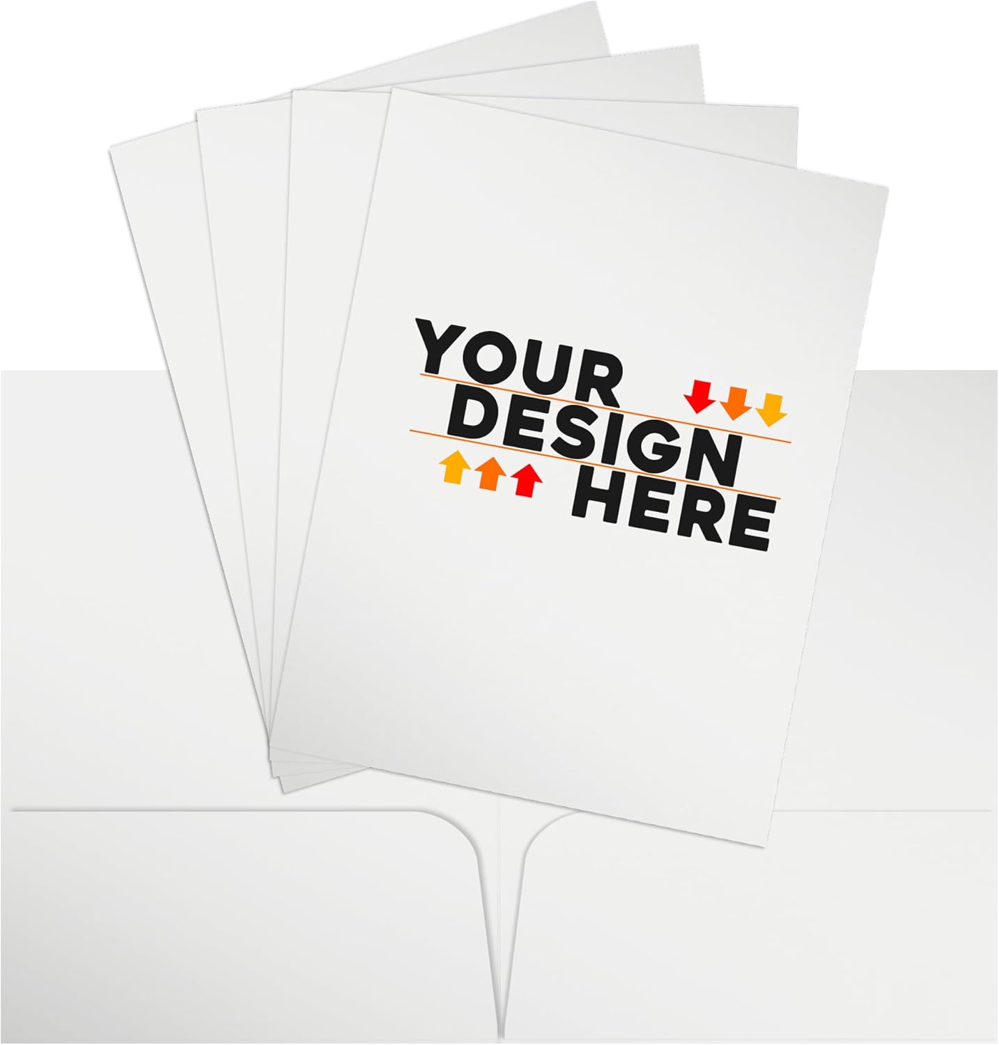 JAM PAPER Custom Printed Semi-Gloss Folders with Round Corner Pockets - Personalized Logo & Text - 10pt C2S - White - 100/Pack