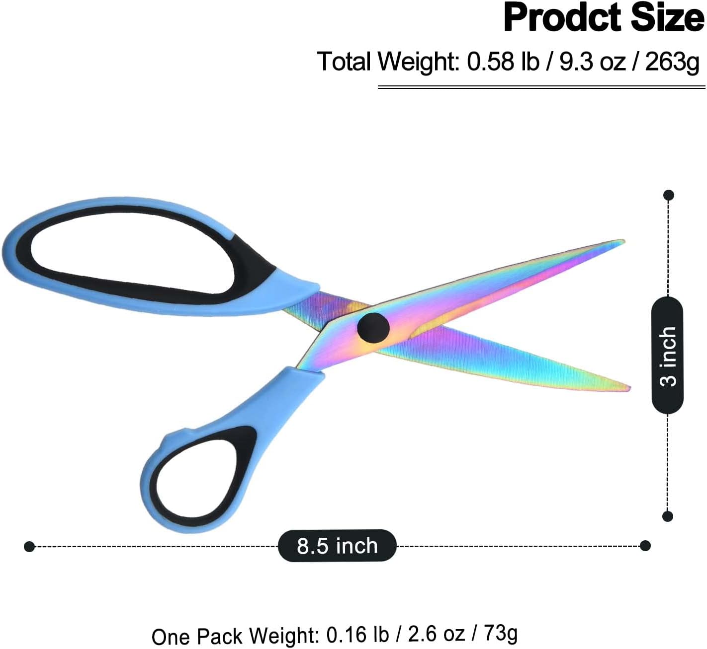 8.5" All-Purpose Scissors, 3-Pack Bulk Ultra Sharp Blade Shears, Comfort-Grip Sturdy Scissors for School, Office, Home, Sewing, Fabric, Craft Supplies, Right/Left Handed