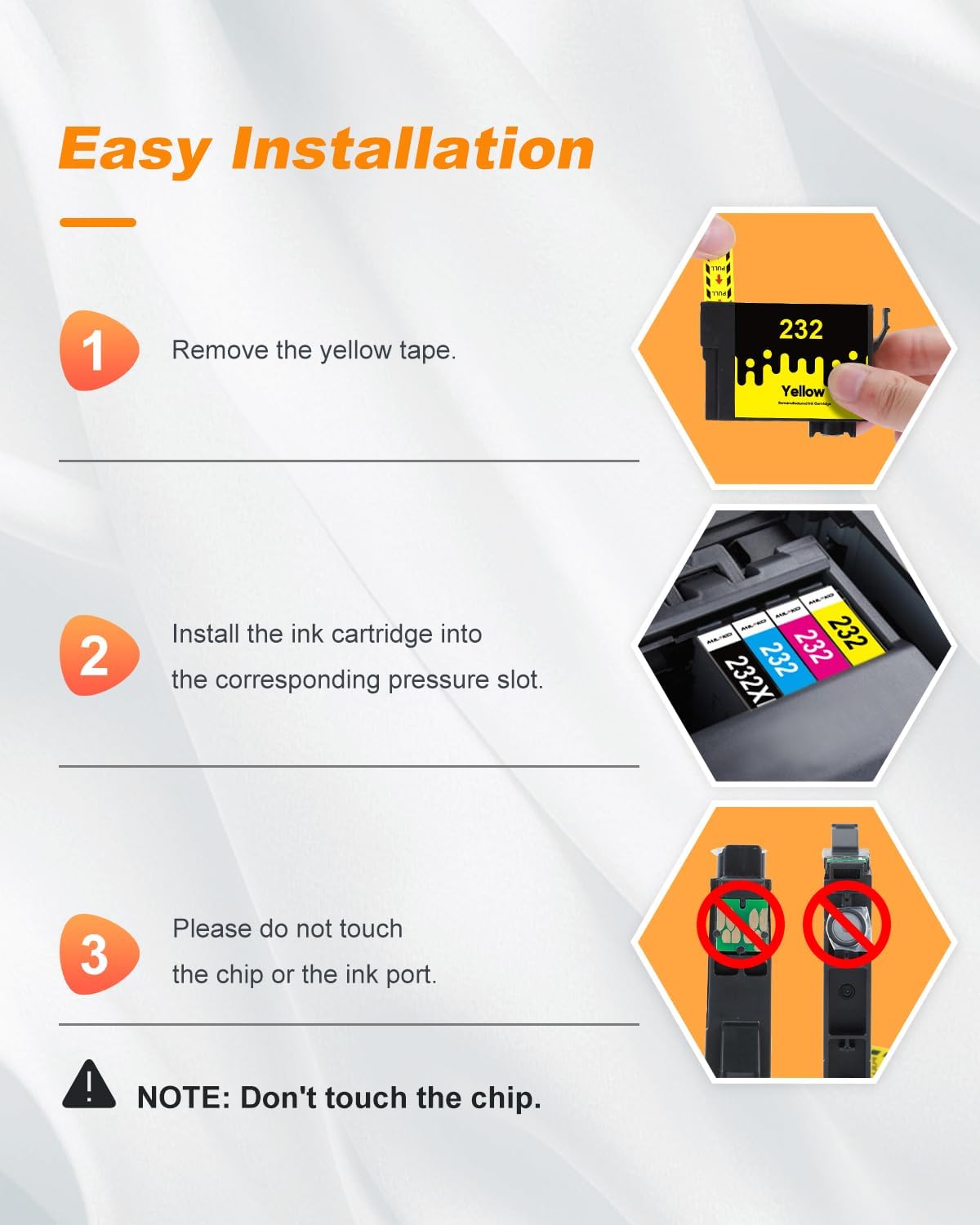 232XL Ink Cartridges Combo Pack Remanufactured Replacement for Epson 232 Ink Cartridge for Epson 232 232XL 232 XL T232 to use with Epson XP-4205 XP-4200 Workforce WF-2930 WF-2950 Printer (4 Pack