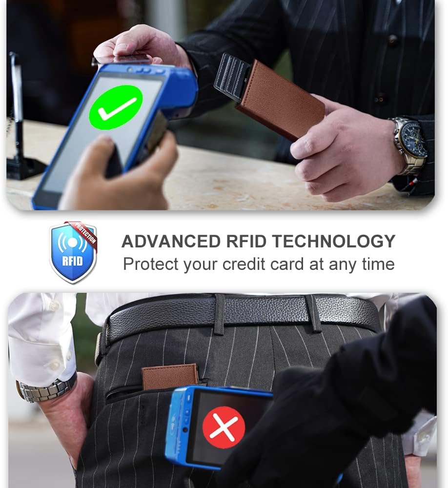 Aiuwo Airtag Wallet for Men,Mens Wallet Card Holder,Smart,Slim,Minimalist Wallet,Credit Cards Holder RFID Blocking Wallet (Airtag Wallet, Lichee Brown)