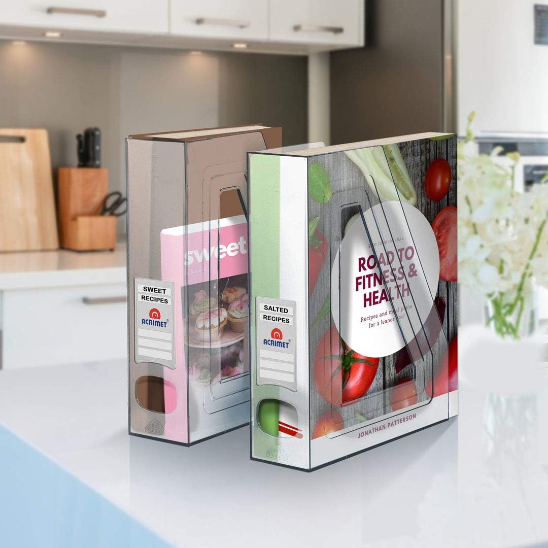 Acrimet Magazine File Holder, Durable Rack, Space-Saving Organizer (Plastic) (Clear Crystal Color) (2 pack)