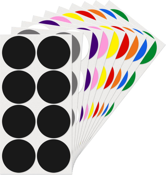 10 Colors Dot 2 Inches Labels Self-Adhesive Colored Circle Color Coding Stickers Waterproof Small Round Tag for Office Inventory 80 Pieces