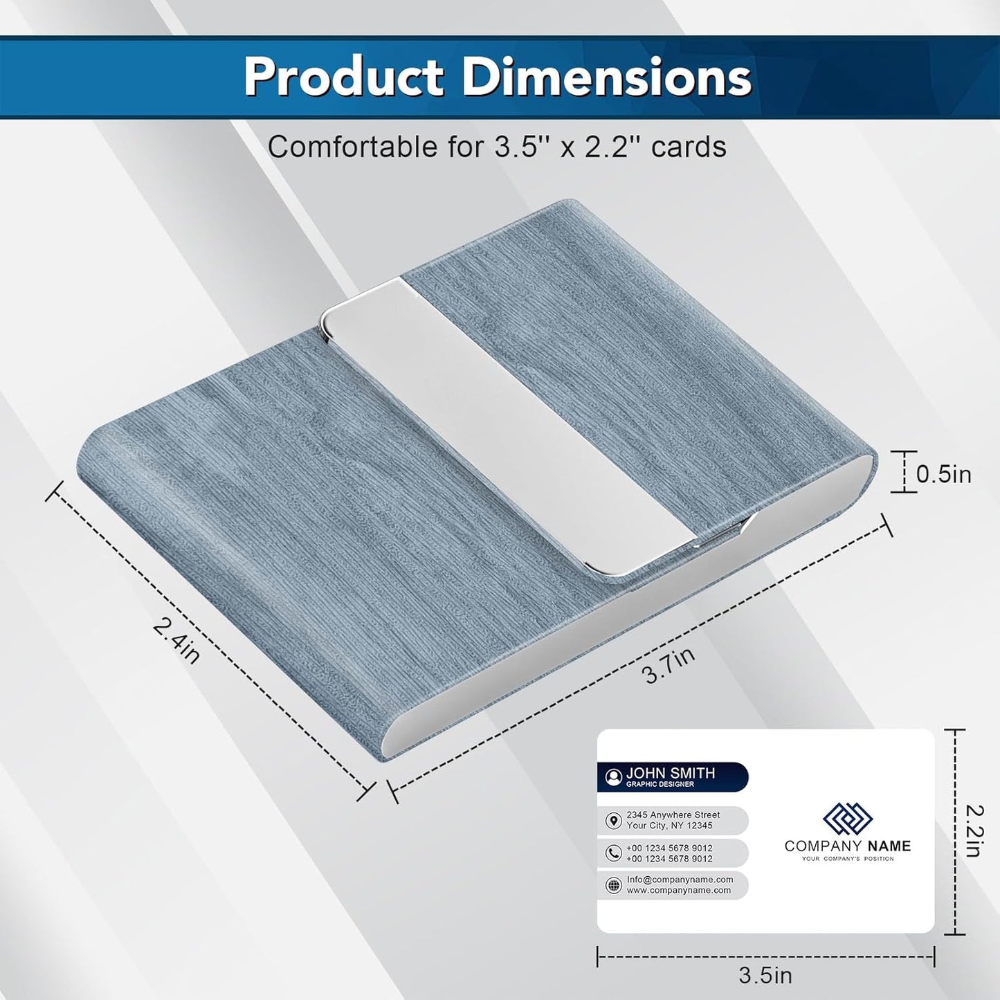 Business Card Holder with Ultra Slim Design, Business Card Case with Premium PU Leather, Suit Pocket Metal Card Holder for Women/Men, Magnetic Closure Quick Access Cards