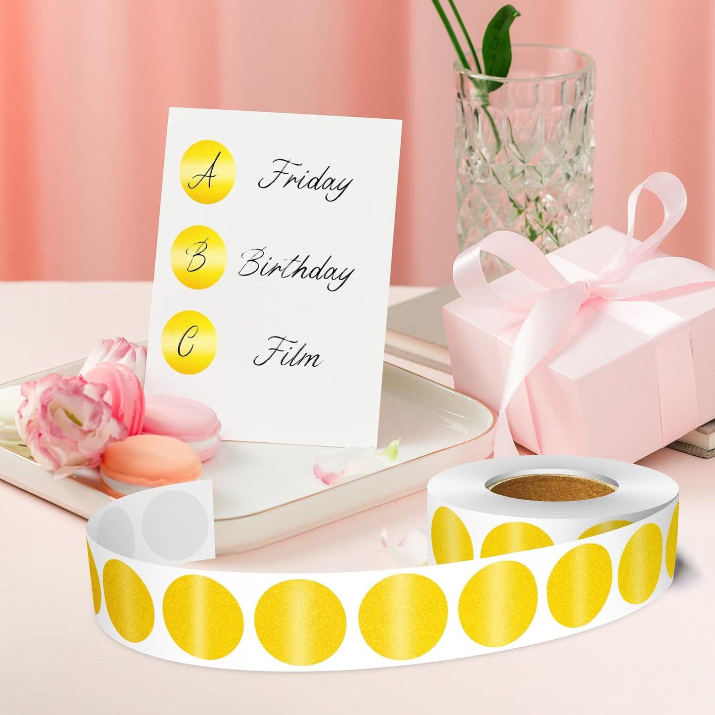 1 Inch Round Color Coding Labels, 1000 PCS Per Roll Gold Color Coded Dot Stickers, Round Color Dot Labels for Organizing, Filing, and Storage