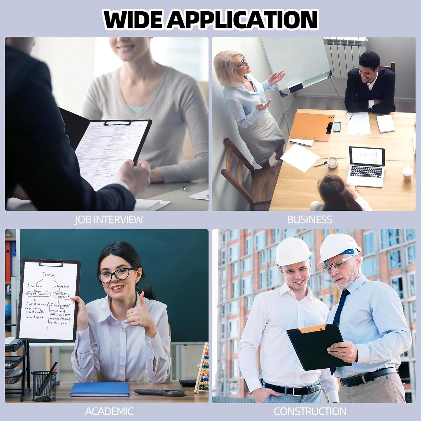 Clipboard Folder, 2 Pcs A4 Foldable Clipboard with Horizontal and Vertical Double Metal Clips, 360 Degree Foldable Binder Clipboards with Pen Holder, File Cover Work Folder Clipboards, Orange