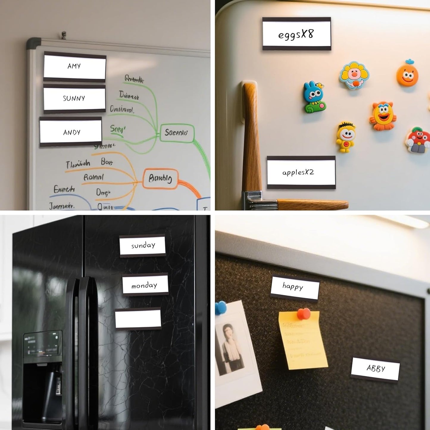 50 Pack Magnetic Label Holders, 'C' Channel Magnets Card Holders with Dry Erase Insert Label Card for Metal Racks and Shelves (1" x 2")