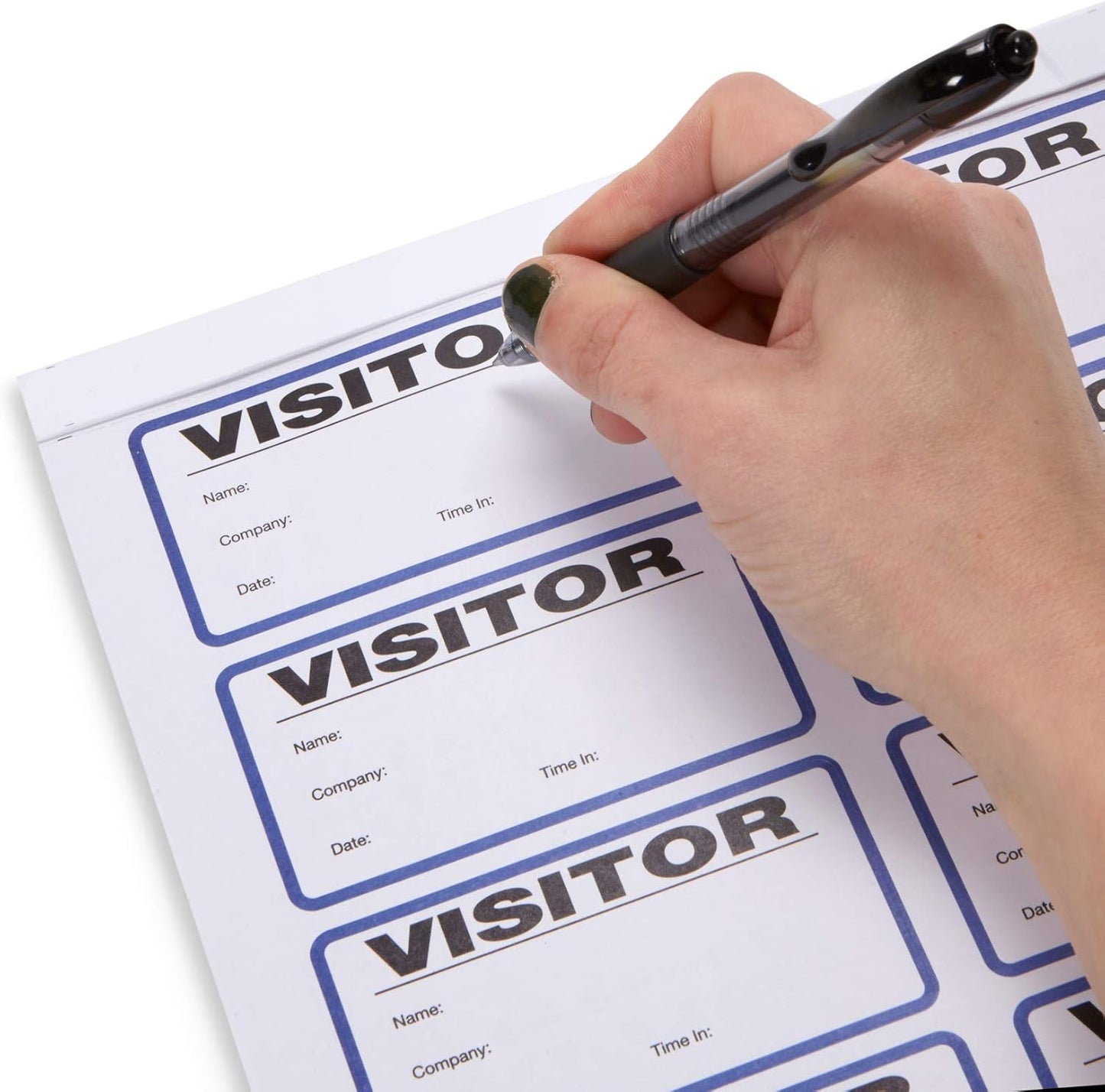 Blue Summit Supplies Visitor Badge Log Book with Duplicate Record, 250 Stickers per Pack, School Visitor Stickers, Guest Badge Book, Visitor Log Book