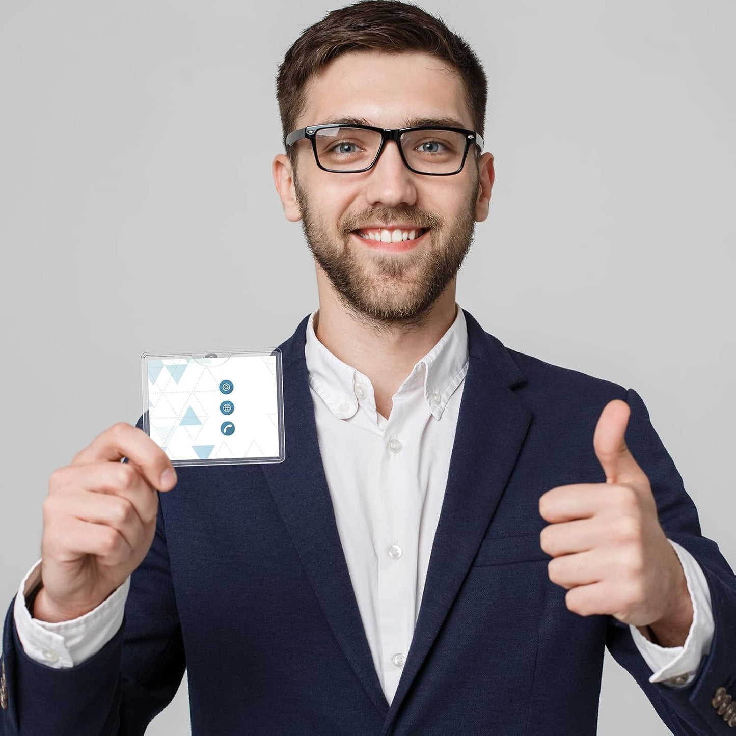 Eaasty 200 Pcs Clear Badge Holder with Metal Clip Name Tag 3 x 4 Inches Horizontal PVC ID Card Protector with Clip Waterproof Badge Holder for Work Card Drive License Name Tag Key Office