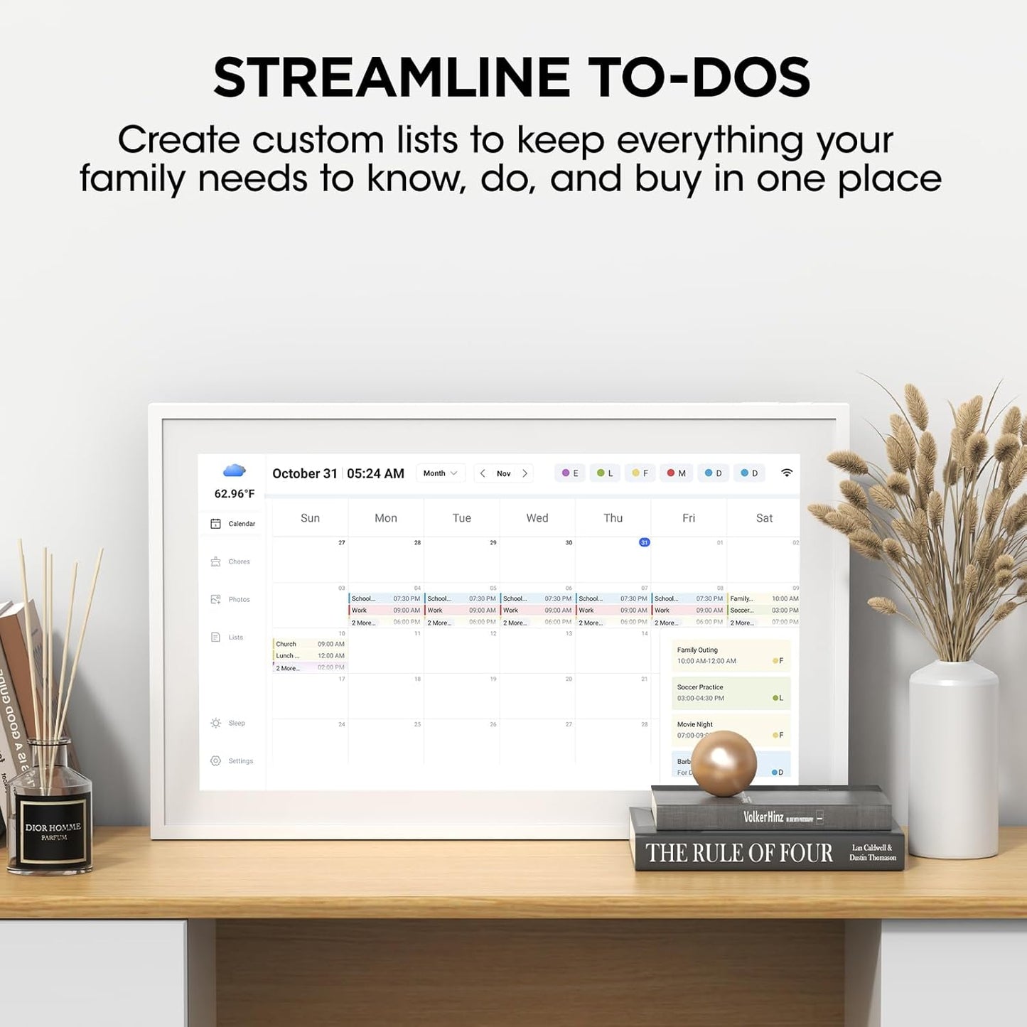 10.1 Inch Smart Digital Calendar, Electronic Desk Calendar, 1920 * 1080 IPS Full HD Touch Screen Display for Family Meal Planner Support - Streamline Household Organization
