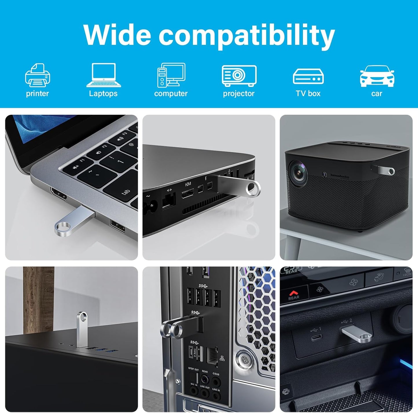 ABLAZE 4GB Flash Drive 20 Pack, Metal USB 2.0 Thumb Drives with Keychains USB Sticks Pendrives (Sliver)