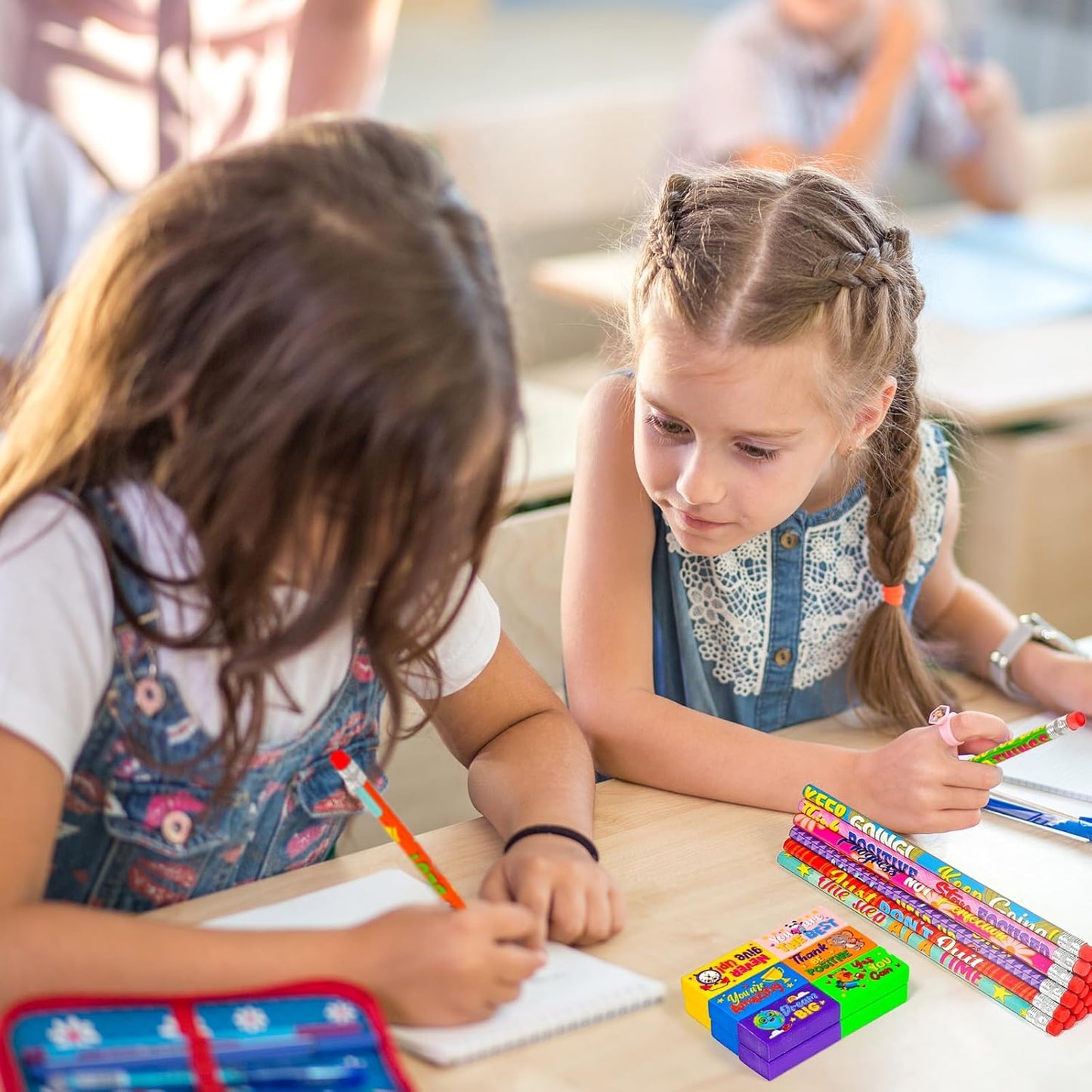 Cinrobiye 100 Pcs Inspirational Pencils with Erasers for Kids,Motivational Pencil Erasers Bulk Back to School Gifts Supplies Party Favor Goody Bag Fillers for Students Classroom Teacher Prizes Reward