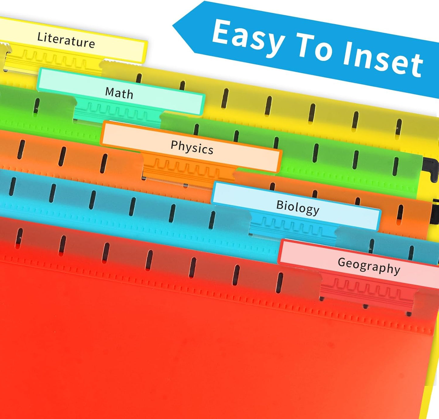 100 Pieces 4 Inch Hanging File Folder Tabs and Inserts Large Clear Plastic Hanging Folder Tabs for Filing Cabinet Folders Labels Back to School Supplies Assorted Colors (100)