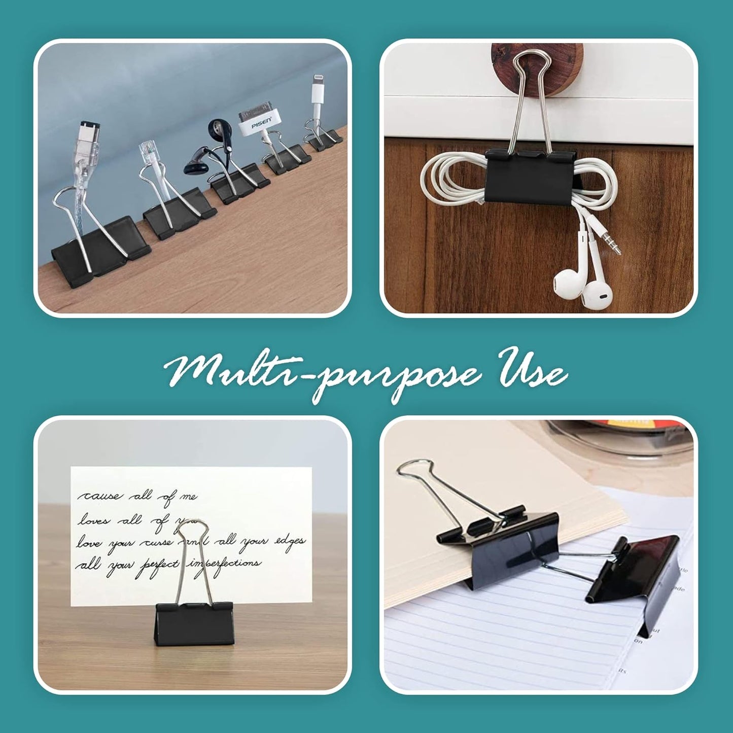 Binder Clips - 144 Pack Large Binder Clips, 2 Inch, Black Paper Clamps, File Clip for Home, Office and School Supplies