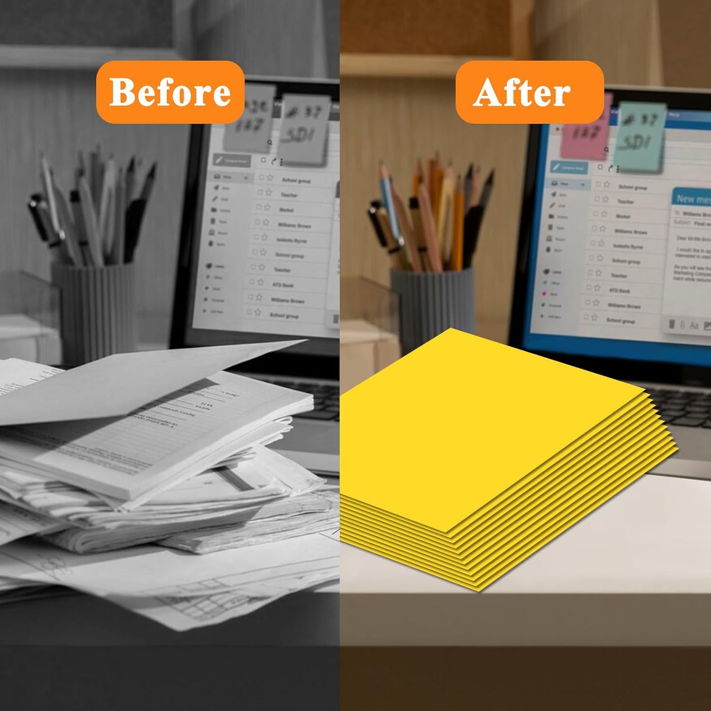 50Pcs Yollow with Pockets -2 Pocket Folders for Documents,Cute Paper Folders for Filing Cabinet,School,Office,Resume Portfolio