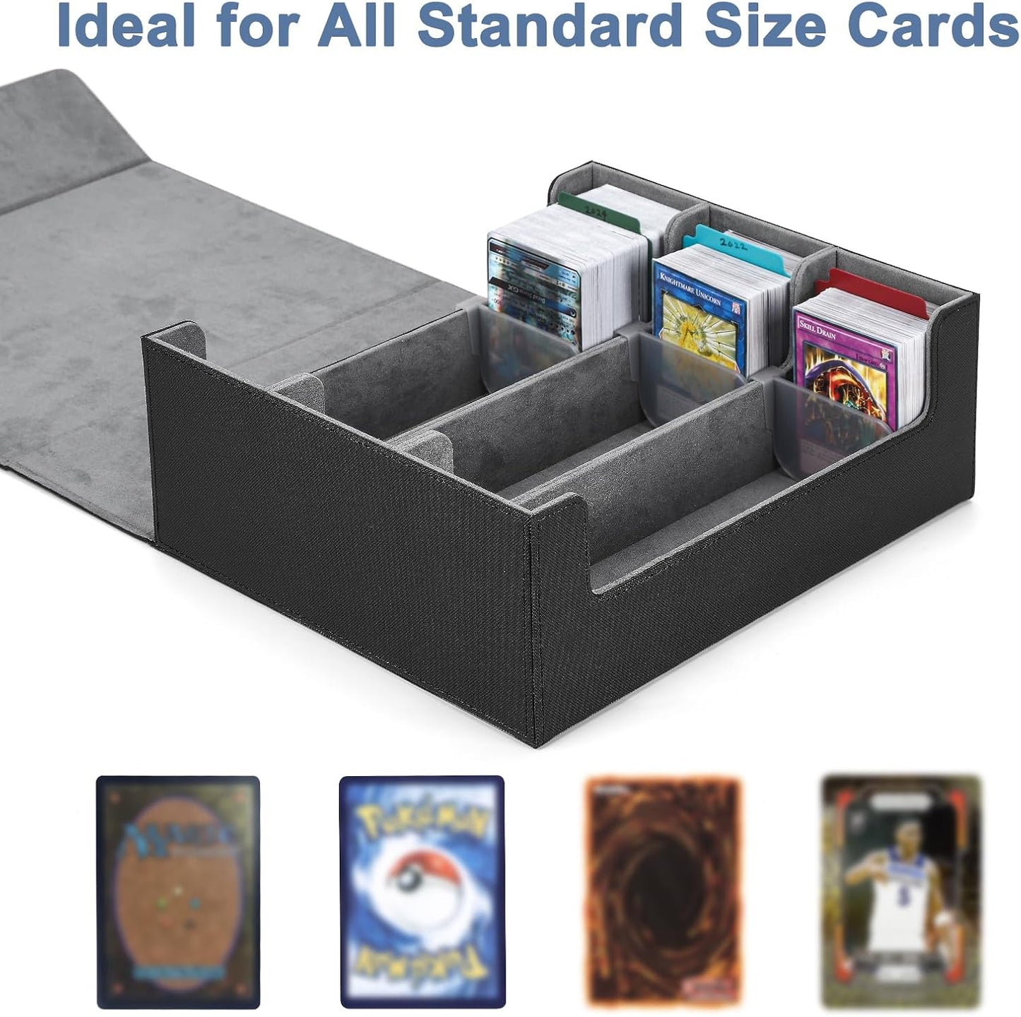 Card Deck Case for Trading Cards 1800+, MTG Card Storage Box, Leather Magnetic Closure Storage Box for Magic Commander, MTG, YuGiOh, PKM and Sports Cards