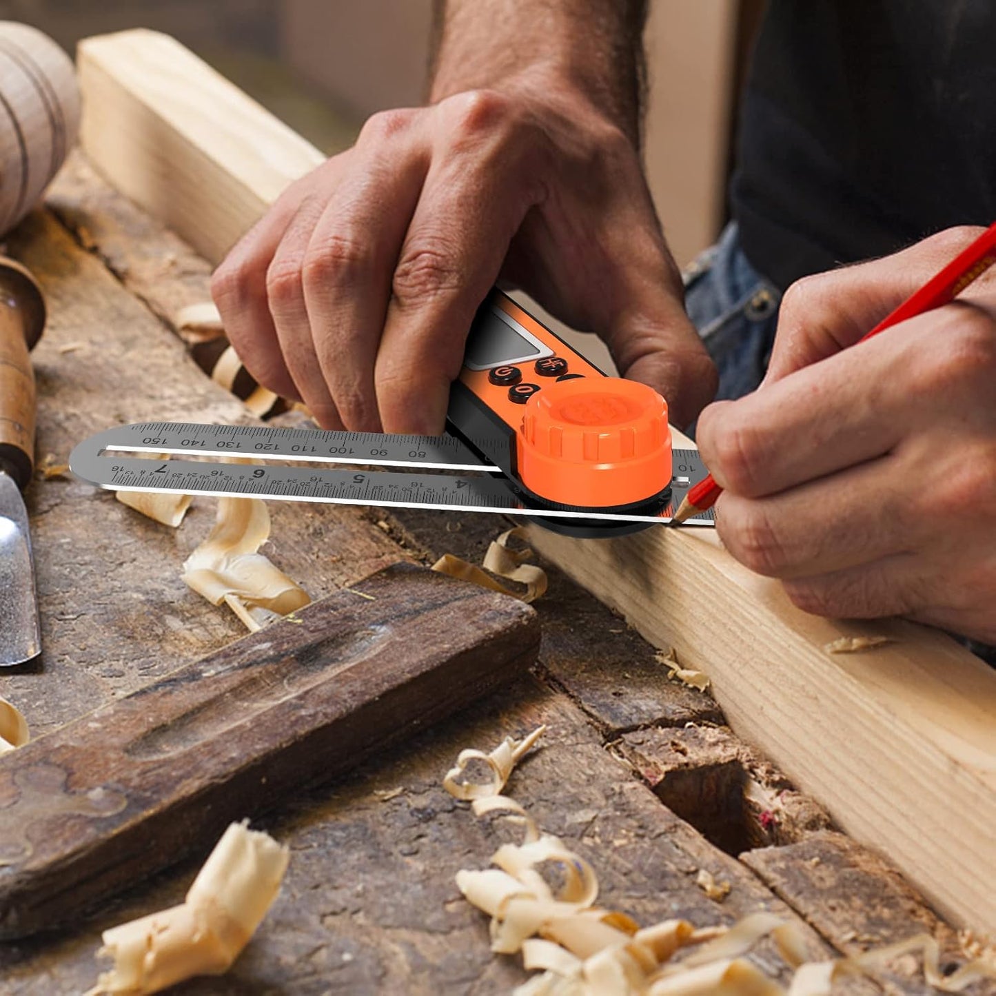 Digital Angle Finder Protractor 0-360 Degree T-Bevel Gauge & Protractor with Horizontal Vertical Bubble & Full LCD Display for Woodworking, Metalworking, Construction(7-Inch X 2Pcs)