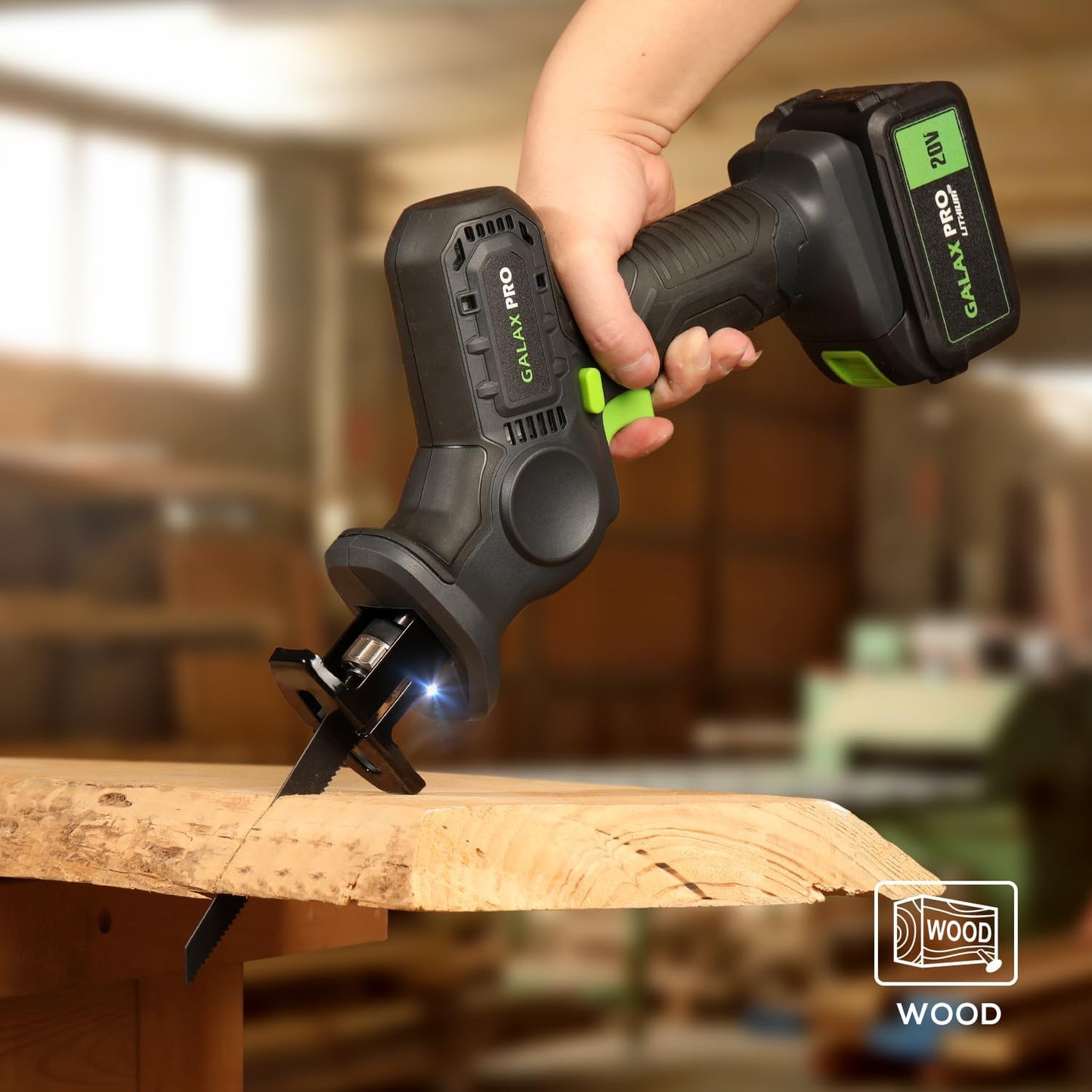 GALAX PRO 20V Cordless Reciprocating Saw, 0-3000RPM Variable Speed Power Reciprocating with 4.0Ah Battery, 2pcs Wood Blades & 1pcs Metal Blade